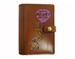 Leather Diary Cover Painted LOVE BEAR A5