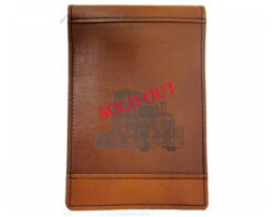 Full leather truck logbook cover Kenworth 909 (New Zealand size) with pen pocket and elastic strap — Underhide Leather Australia