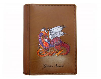 Leather Diary Cover Painted Dragon A5