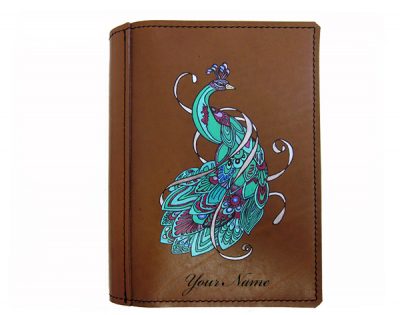 Leather Diary Cover Painted Peacock