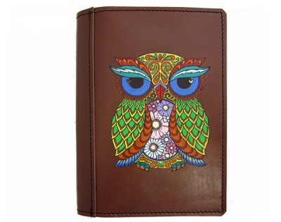 Leather Diary Cover Painted Owl A5