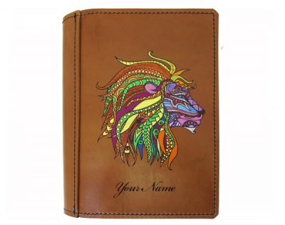 Leather Diary Cover Painted Lion A5